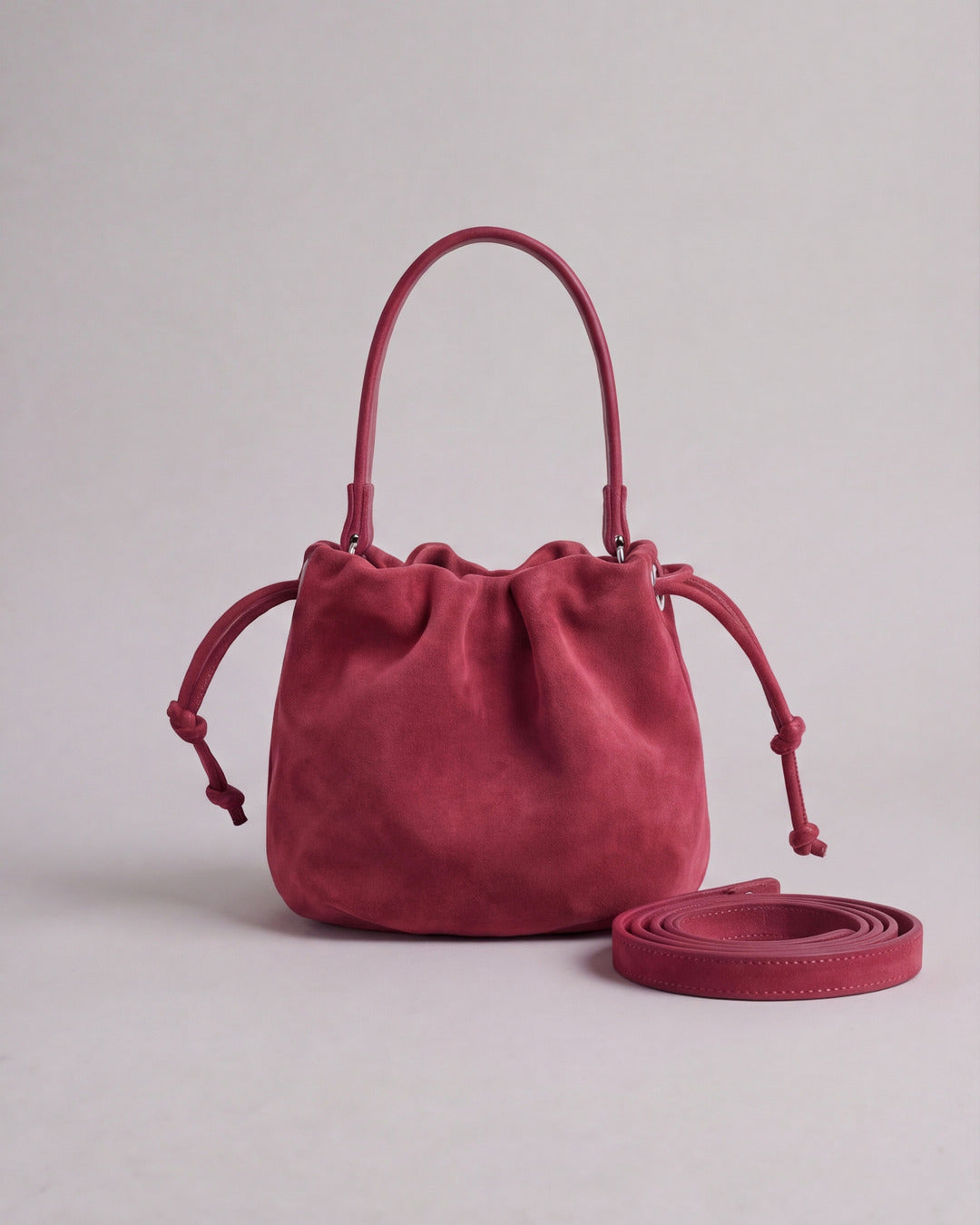 ANGELITA - Bolso Bombonera Piel en serraje frambuesa — Labienhecha