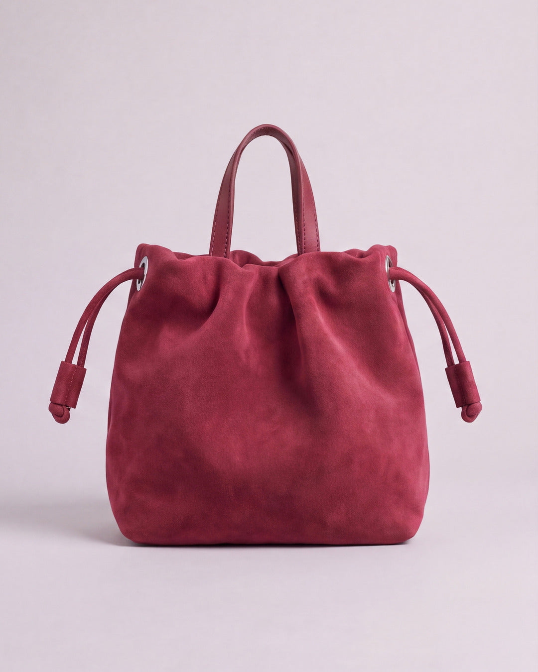 ÁNGELA - Bolso Bombonera Piel en serraje frambuesa — Labienhecha