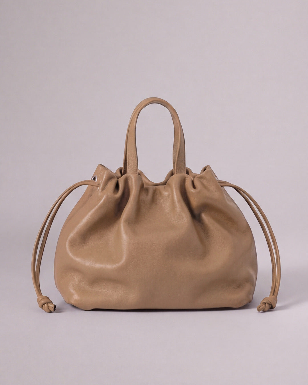 ANGELINES - Bolso Bombonera Piel en piel arena oscuro — Labienhecha