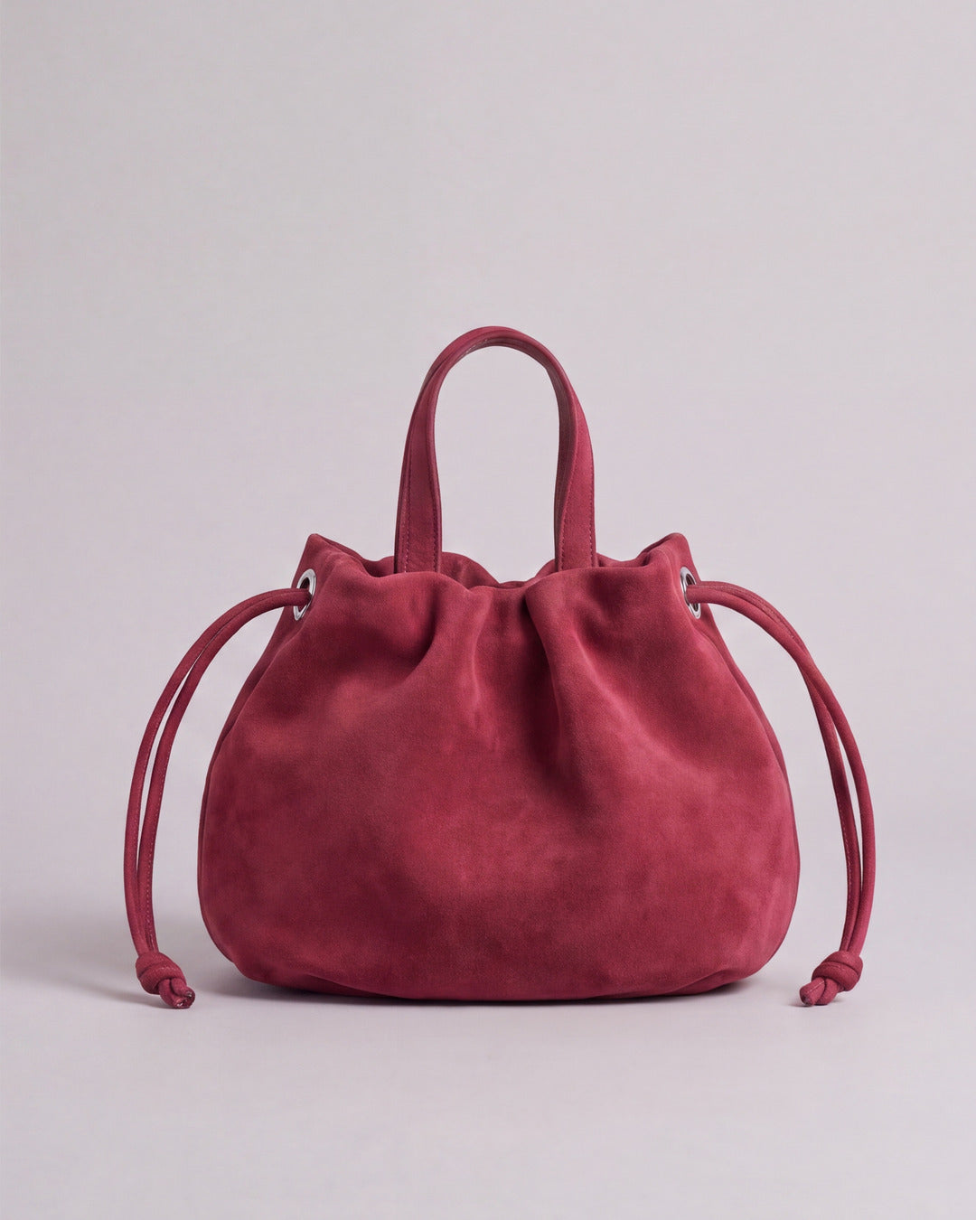 ANGELINES - Bolso Bombonera Piel en serraje frambuesa — Labienhecha