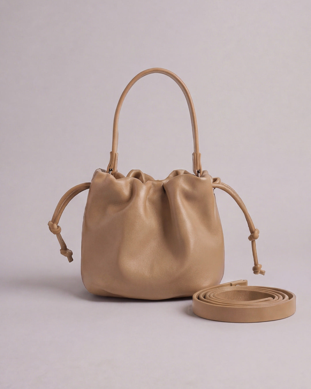 ANGELITA - Bolso Bombonera Piel en piel arena oscuro — Labienhecha