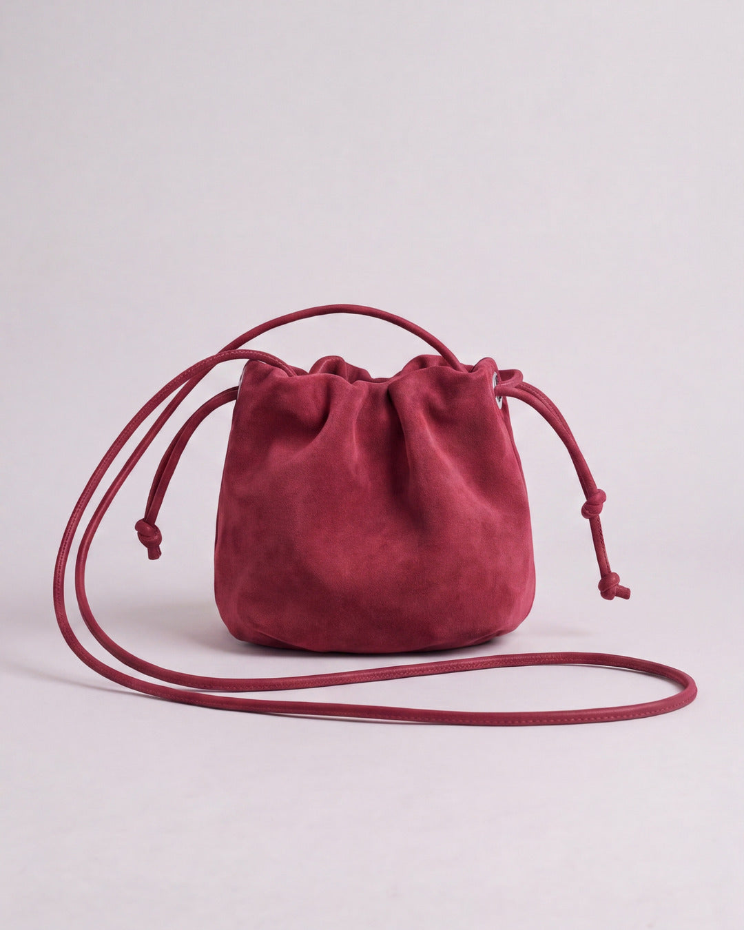 ANGELITA - Bolso Bombonera Piel en serraje frambuesa — Labienhecha