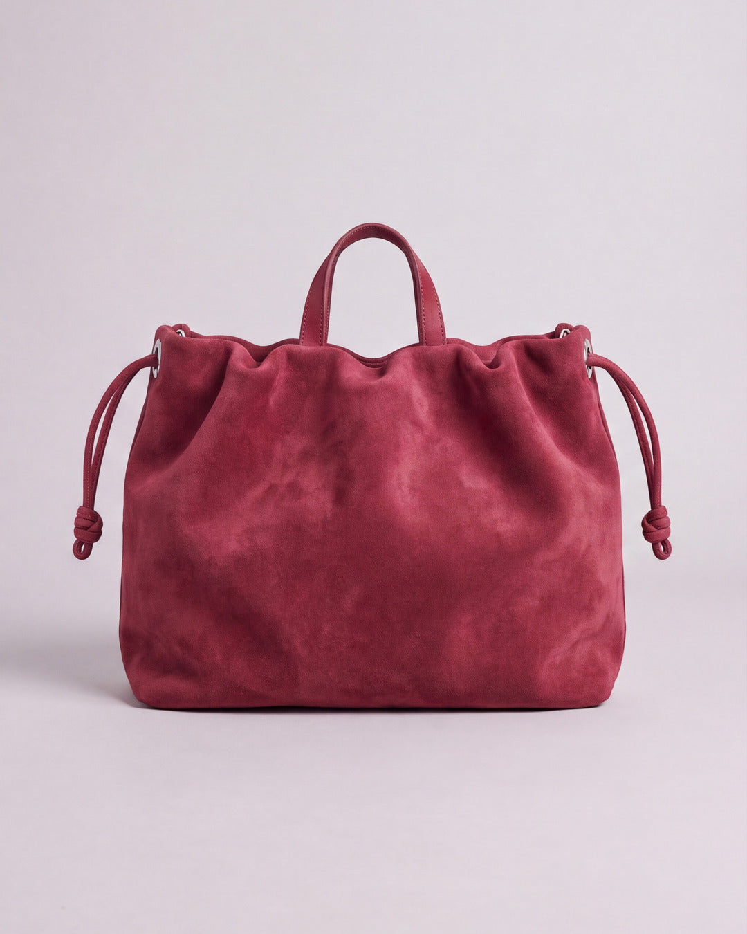 DOÑA ÁNGELA - Bolso Bombonera Piel en serraje frambuesa — Labienhecha