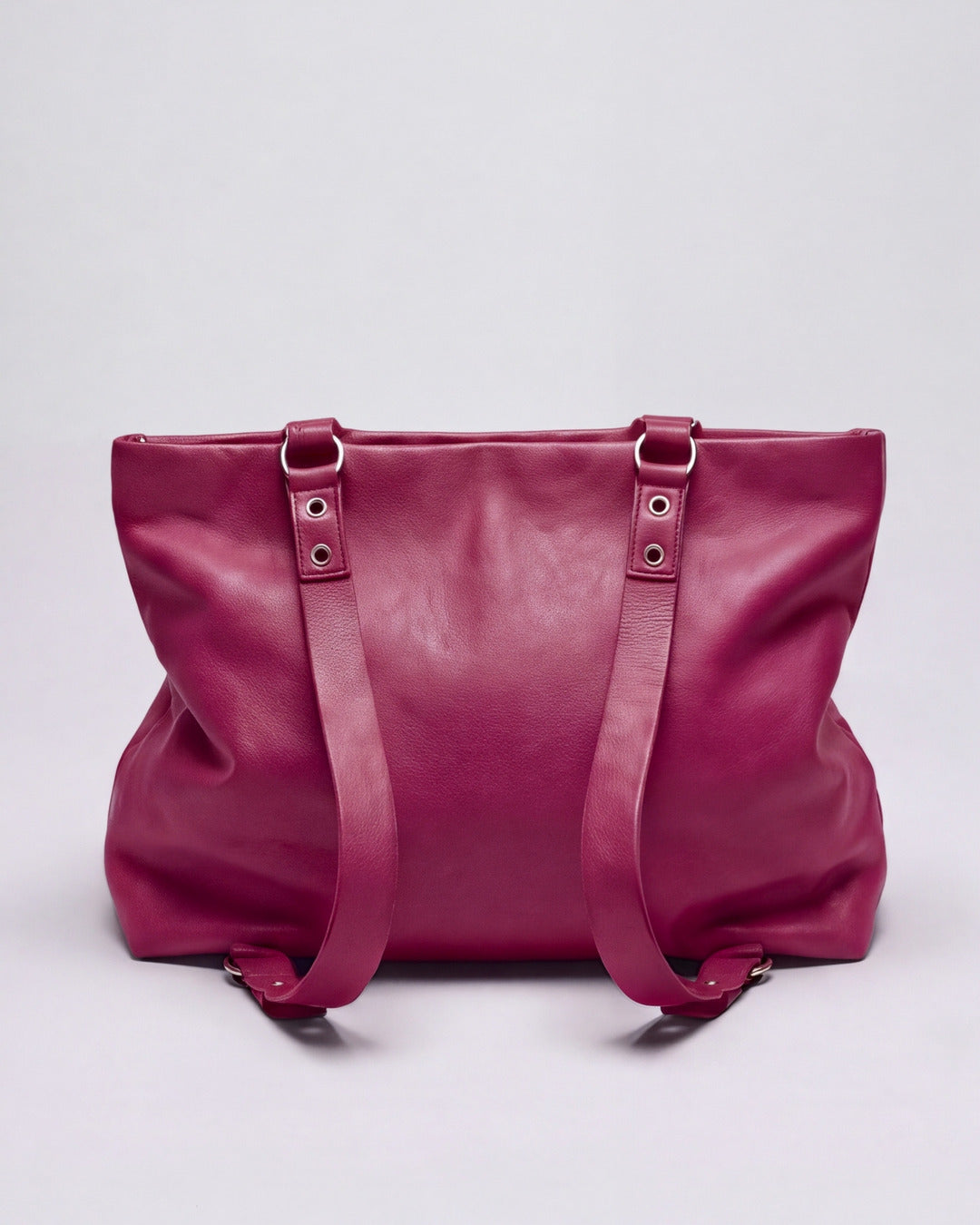 Doña Dolores - Mochila maletín XL en piel frambuesa — Labienhecha