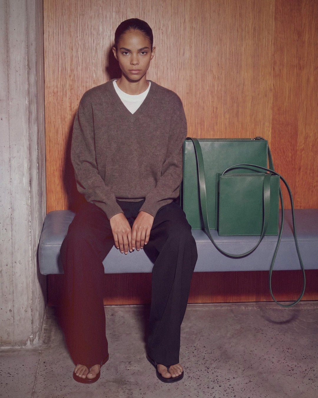 Sofía Madre in Green Hope leather · LAS SEÑORAS campaign, large bag in vegetable-tanned leather handmade in Málaga · Labienhecha