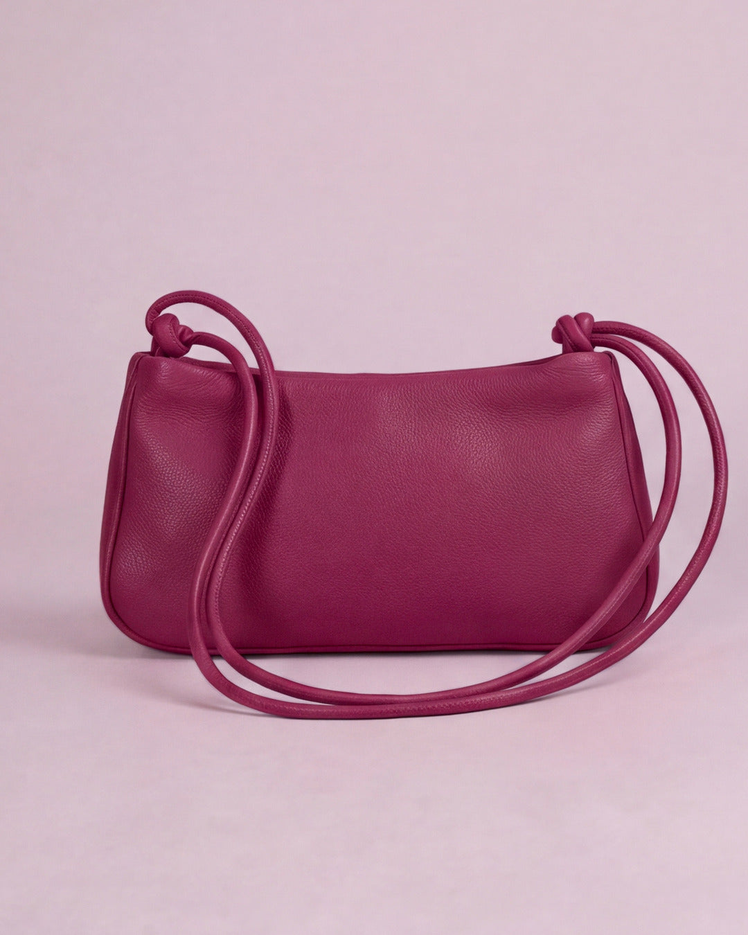 Loli - Bolso mediano con cordón en piel frambuesa — Labienhecha